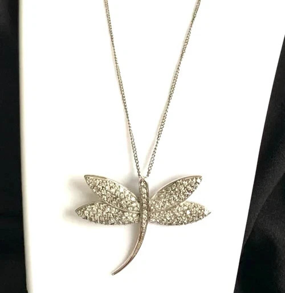Lauren G Adams LGA Dragonfly Pendant Necklace 925 Sterling Silver CZ Fairycore